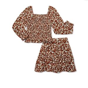 Wonder Nation Girls' Long Sleeve Top and Skirt Set 2-Pc Sz 7-8